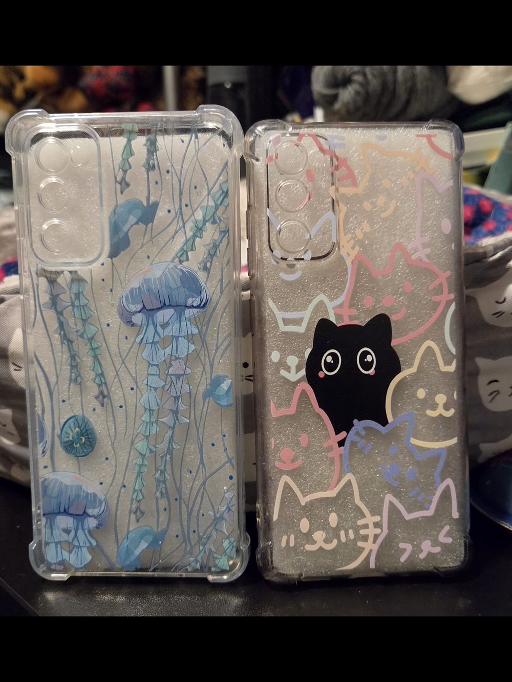 Clear Cat & Blue Jellyfish Phone Case Duo - Samsung Galaxy S20 FE